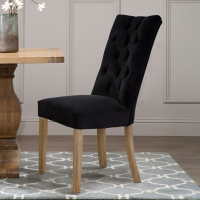 Orsina Black Buttoned Dining Chairs Velvet Upholstered Dining ChairAccent Lounge Chair For Living Room from B&Q