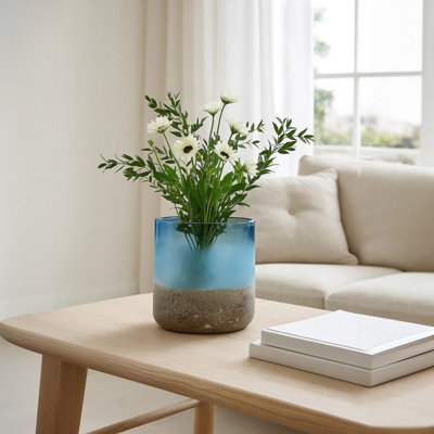 Orsina Chiara Small Blue Sand Effect Vase from B&Q