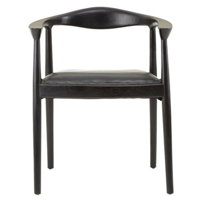 Orsina Open Back Black Leather ChairSpacious Kitchen ChairClassic ArmchairGarden Accent ChairDining Chair from B&Q