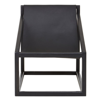 Orsina Black Cubic Frame Chair,wooden Recliner Chair With Leather Sling,patio Chair For Outdoor Use,black Armchair from B&Q