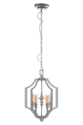 Orsina 5 Bulb Pendant LampArabesque Design Silver Ceiling LightContemporary Iron Hanging Fixture from B&Q