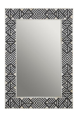 Orsina Rectangular Mother Of Pearl Wall MirrorHandcrafted Black & White Chevron MirrorAccent Wall Décor from B&Q