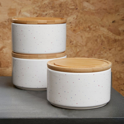 Orsina Fenwick Set Of 3 Stackable Canisters - Cream - Image 4