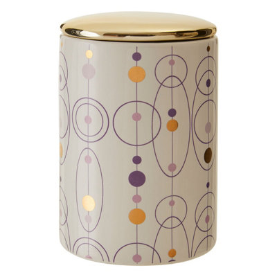 Orsina Canister With Gold Finish Lid,orbs Design Kitchen Storage Container,dolomite Canister With Assorted Colours from B&Q