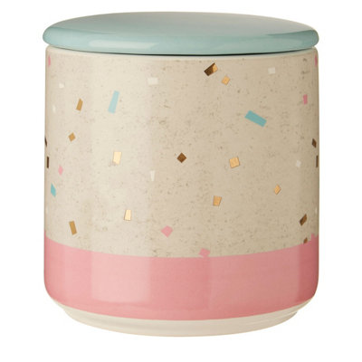 Orsina Medium Fine Earthenware Grey Pink Storage Canister,speckle Pattern Kitchen Container,canister For Storage from B&Q