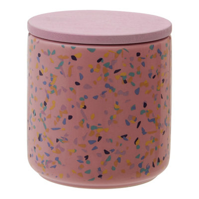 Orsina Medium Pink Terrazzo Storage Canister With Airtight Lid,dolomite Food Container,tea Coffee Sugar Canisters from B&Q