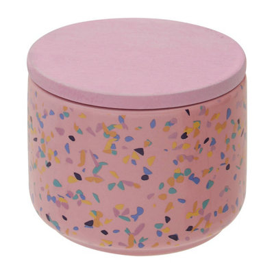 Orsina Small Pink Terrazzo Storage Canister,kitchen Canister With Airtight Lid,canister With Pastel Pink Hue from B&Q