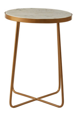 Orsina Shalimar Round Marble Top Side Table With Cross Base from B&Q