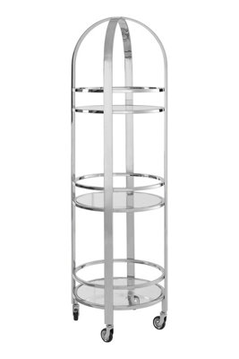 Orsina Silver Finish Cart For Bars,stainless Steel Drinks Trolley With Three Shelves,metal Trolley With Wheels from B&Q