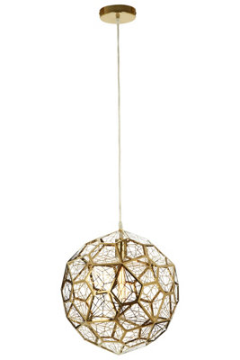 Orsina Titanium Stainless Steel Pendant LampGold Finish Geometric Ceiling LightSingle Bulb Fixture from B&Q