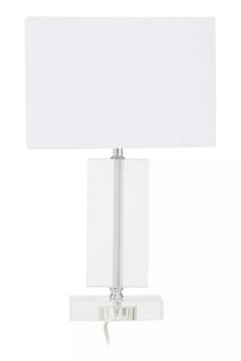 Orsina Rectangular Table Lamp With Crystal BaseChrome Finish Metal Tube Table Lamp With White Fabric Shade from B&Q