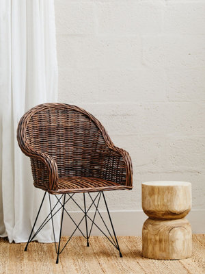 Orsina Natural Croco Rattan ChairEasy To Clean Outdoor ChairArm & Backrest Rattan Armchair from B&Q