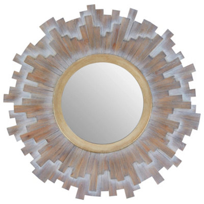Orsina Sunburst Multilevel Wooden Wall Mirror from B&Q