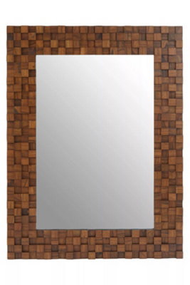 B&Q -  Chic Dimensional Squares Wall MirrorHand Painted Red Beech Wall MirrorTextured Rectangle Frame Mirror