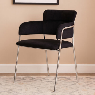 Orsina Black Velvet Dining Chair,compact Lounge ChairVelvet Upholstered Kitchen Chair,bedroom Decorative Chair from B&Q
