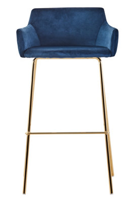 Orsina Tamzin Blue Velvet Low Back Bar Chair from B&Q