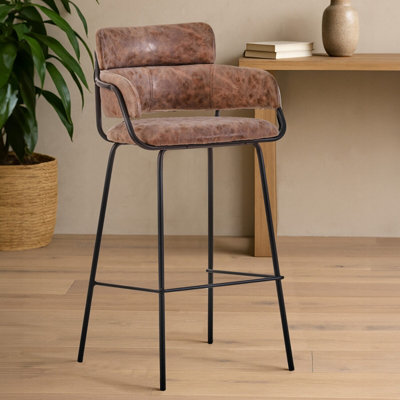 Orsina Tamzin Brown Faux Leather Bar Chair from B&Q