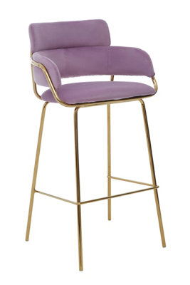 Premier Housewares Interiors By Premier Tamzin Velvet Bar Chair Pink