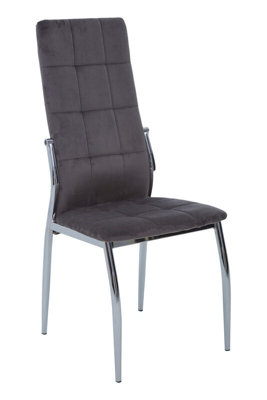 Orsina Grey Velvet High Back Dining Chair,kitchen Chair With High Back,chrome Finish Lounge Chair,chair For Patio from B&Q