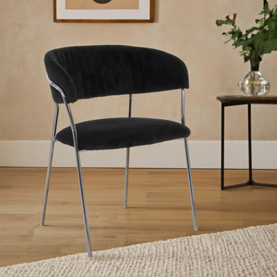 Orsina Black Channel Chrome Finish Dining Chair,decorative Armchair,chair For Outdoor Patio,stylish Lounge Chair from B&Q