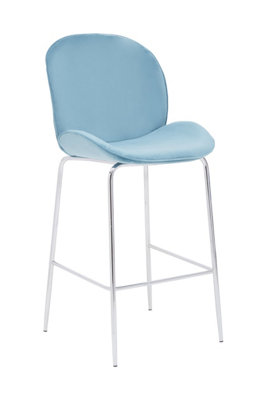 Orsina Tamzin Blue Velvet Chrome Finish Bar Chair from B&Q