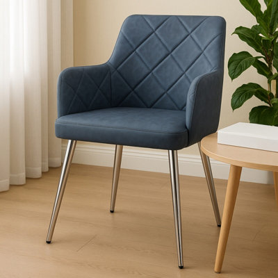 Orsina Dark Grey And Chrome Dining ChairArmchair For HallwayDecent Decorative ChairMid-Century Lounge Chair from B&Q
