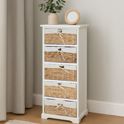Orsina Modern 5 Seagrass Drawer ChestStylish Chest Of Drawers For LivingroomSleek Minimalist Chest For Lounge from B&Q