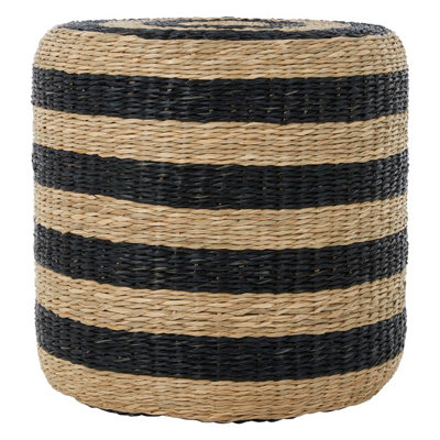 Premier Housewares Interiors By Premier Stripe Seagrass PouffeComfortable Footrest Seagrass Pouffe,easy To Move Woven StoolVersatile Stool from B&Q