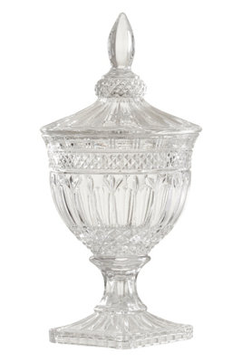 Orsina Large Decorative JarClear Glass With Square Base And Dome-Shaped LidElegant Knob Finial from B&Q