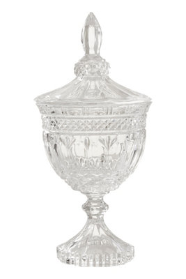 Orsina Small Decorative JarClear Glass With Textured Finish And Dome LidElegant Round Base With Pointed Knob from B&Q