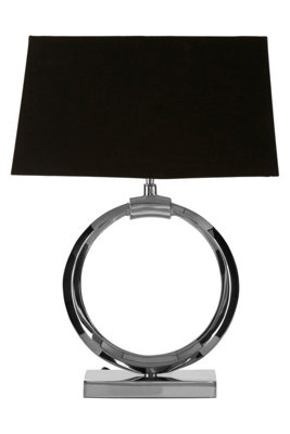 Orsina Modern Black And Silver Table Lamp With Crescent Ring BaseHigh Gloss Nickel Finish Stainless Steel Lamp from B&Q