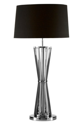Orsina Twisted Base Table LampHigh Gloss Nickel Stainless SteelBlack Fabric Shade Accent Lighting from B&Q