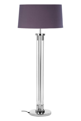 Orsina Tall Floor Lamp With Acrylic Tubular BaseGrey Fabric Shade Lighting For Living RoomNickel Standing Lamp from B&Q