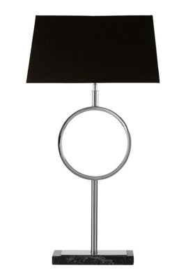 Orsina Black Stone Base Table LampLuxe Nickel Stand With Fabric ShadeContemporary Accent Lighting from B&Q