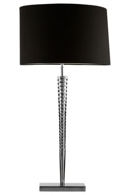 Orsina Table Lamp With Screw Shaped Stainless Steel BaseHigh Gloss Nickel FinishBlack Fabric Tapered Shade from B&Q
