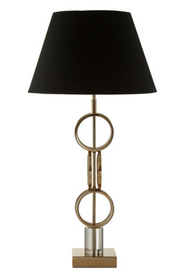 Orsina Gold Finish Table Lamp With Dual Ring BaseModern Black And Gold Fabric Shade LampAccent Table Light from B&Q