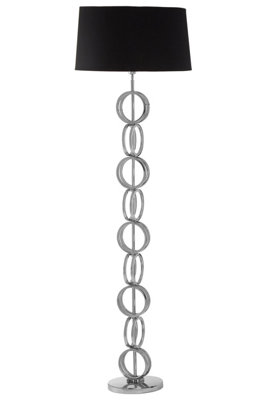 Orsina Floor Lamp With Multi Ring BaseHigh Gloss Nickel Chain DesignBlack Fabric Shade Standing Lamp from B&Q