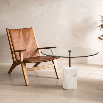 Orsina Rany Glass And White Marble Side Table from B&Q