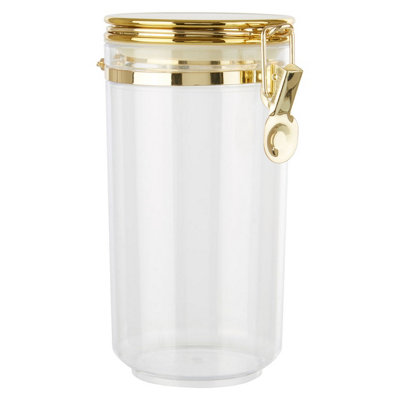 Orsina Durable Jar With Gold Lid 1100 MlElegant Retro Design Glass Jar With LidSleek Airtight Storage Jar from B&Q