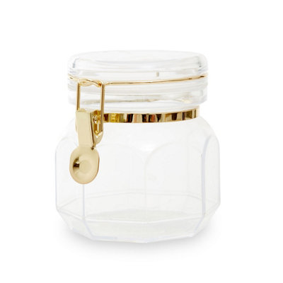 Orsina Durable Hexagon Storage Jar 750 MlElegant Transparent Glass Jar With LidSleek Airtight Storage Jar from B&Q