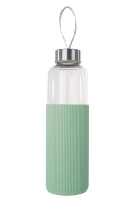 Orsina Spacious Glass Mug With Mint Silicone SleeveEasily Maintained Mug GlasswareVersatile Clear Glass Mugs from B&Q