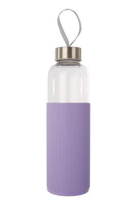 Orsina Spacious Glass Mug With Purple Silicone SleeveEasily Maintained Mug GlasswareVersatile Clear Glass Mugs from B&Q