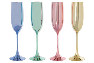 Orsina Reflective Set Of 4 Multicolour Drink GlassesAssorted Round Bowl Attached To Thin Stem Glasses from B&Q