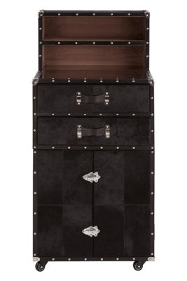 Orsina Exquisite Design Drinks CabinetGenuine Leather Drinks Storage CabinetRobust Iron Base Wooden Cabinet from B&Q