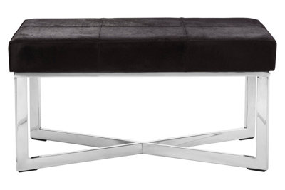 Orsina Luxurious Black Leather BenchComfortable Garden Bench For OutdoorContemporary Modern Bench For Bedroom from B&Q