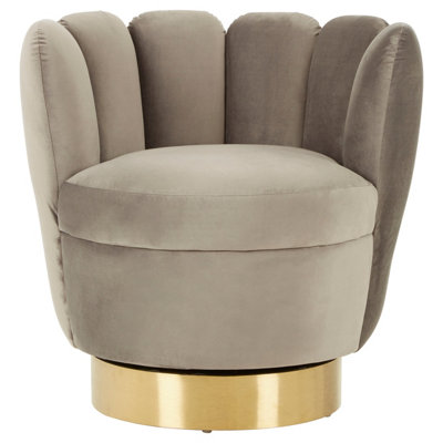 Orsina Stylish Design Grey Velvet ChairComfortable Occassional ArmchairQuality Constructed Accent Armchair from B&Q