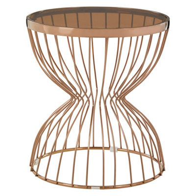 Orsina Rose Gold Side TableModern Design Hourglass Bedside TableContemporary Side Table With Gold Finish Base from B&Q