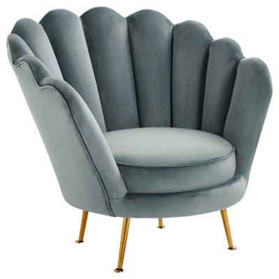 Orsina Glamorous Design Light Blue Scalloped ChairSturdy Occasional Arm ChairStylish Armchair from B&Q