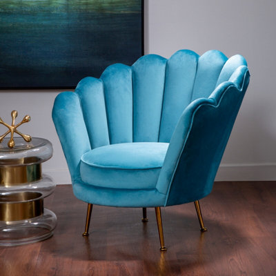 Orsina Sturdy Design Blue Scalloped ChairGlamorous Occassional Arm ChairStylish Armchair For Livingroom from B&Q