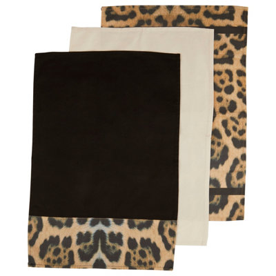 Orsina Set Of Three Cotton Tea TowelsUltra-Absorbent Kitchen TowelsLeopard Pattern Tea TowelsKitchen Towels from B&Q